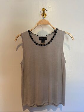 august silk taupe sleeveless knit top
